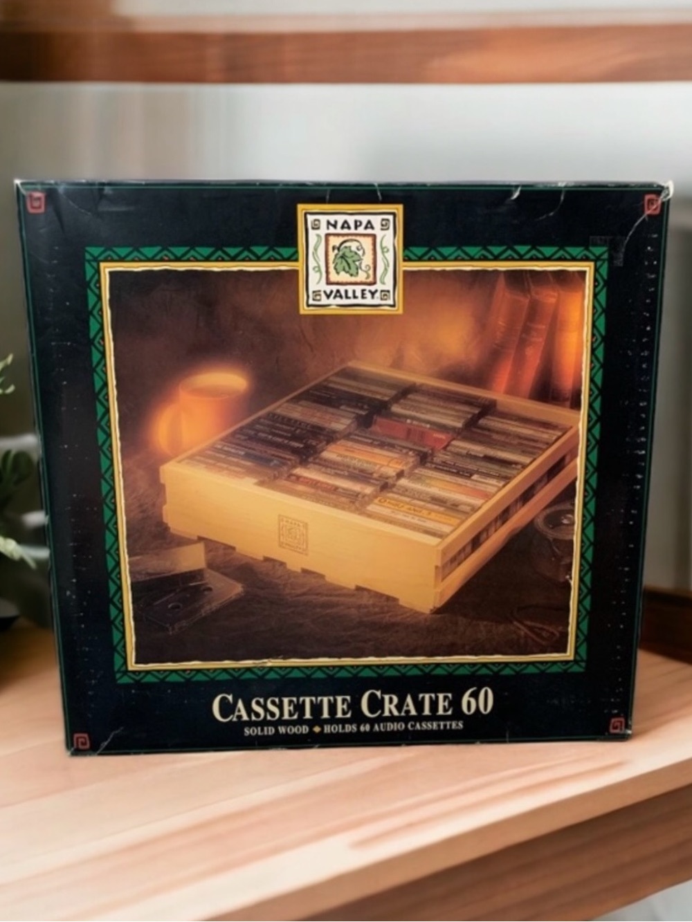Napa Valley Cassettte Tape Crate hold 60 cassettes solid Pine wood vintage